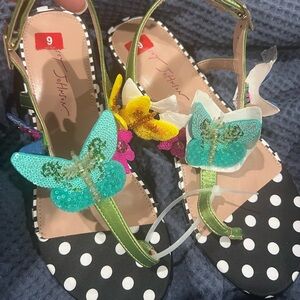 Butterfly Embellished Polka Dot Sandals
